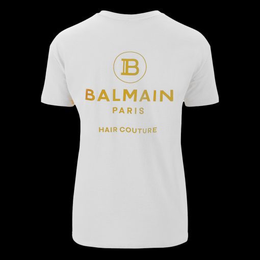 BALMAIN HAIR T-särk BALMAIN logo kuldne  / T-shirt BALMAIN logo white gold, M size — изображение 2