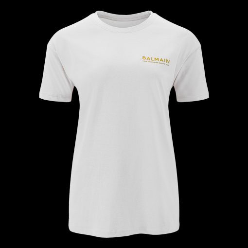 BALMAIN HAIR T-särk BALMAIN logo kuldne  / T-shirt BALMAIN logo white gold, M size