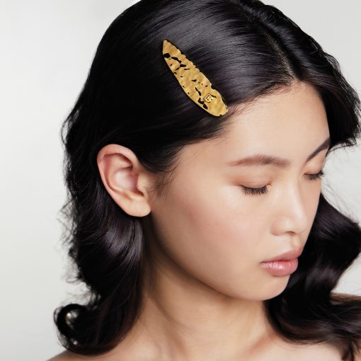 BALMAIN HAIRзолотая заколка для волос размер M / PRINTEMPS GOLDEN LEAF SLIDE — изображение 2