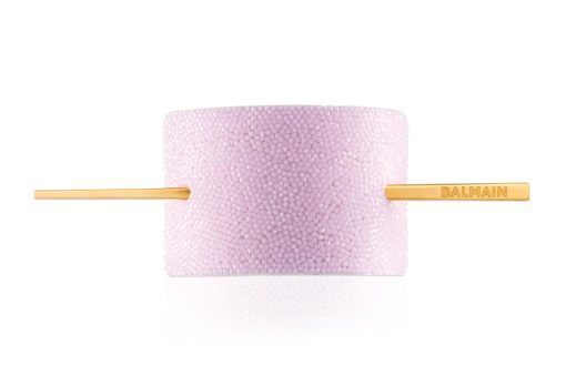 BALMAIN HAIR розовая с кристаллами заколка / Pink Crystal Hair Barrette Gold plated hair pin