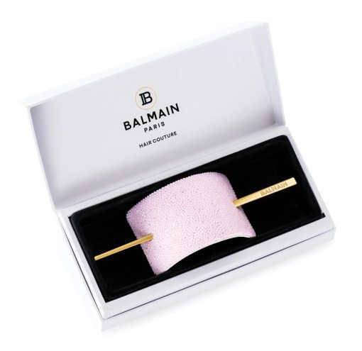 BALMAIN HAIR розовая с кристаллами заколка / Pink Crystal Hair Barrette Gold plated hair pin — изображение 2