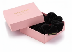 BALMAIN HAIR бархатная резинка для волос / Velvet Black scrunch in Pink box